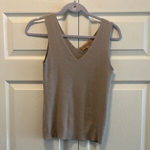 Philosophy Women's Sleeveless Double V Ribbed Sweater Beige